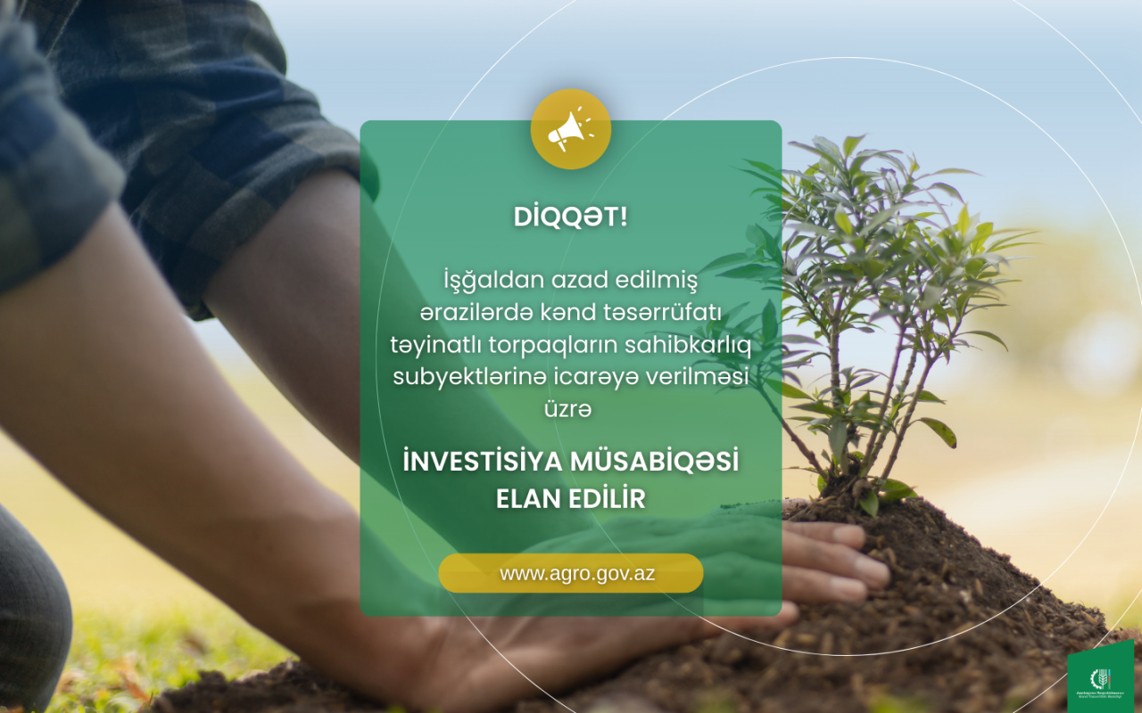 Torpaqların icarəyə verilməsi üzrə müsabiqə elan edilib -